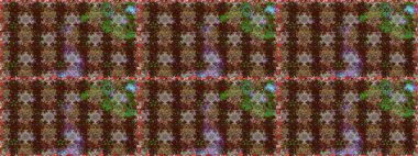 Doğal kozmetik ürünleri, parfüm, çiçekçi dükkanı için bahar ihalesi tasarımı. Kahverengi ve yeşil lale çiçekleriyle pürüzsüz bir desen. Paket kağıdı için en iyisi. Karşılama ya da düğün geçmişi olarak kullanılabilir.