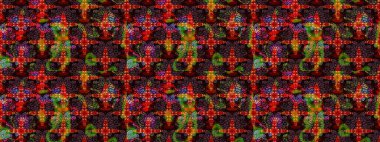 Renkli Bahar Teması eskiz kalıbı. Düz Çiçek Elementleri Tasarımı. Parlak arkaplan eskiz desenli çiçekli fantezi tasarımı.