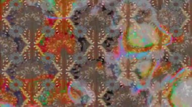 Renkli unsurlarla hareketli arka plan görüntüleri. Çiçekler. Eski model. Bayrak tarzı. Video kaydı. Şablon. Döngü. Kusursuz..