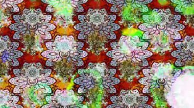 Renkli unsurlarla hareketli arka plan görüntüleri. Çiçekler. Eski model. Bayrak tarzı. Video kaydı. Şablon. Döngü. Kusursuz..