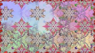 Renkli unsurlarla hareketli arka plan görüntüleri. Çiçekler. Eski model. Bayrak tarzı. Video kaydı. Şablon. Döngü. Kusursuz..