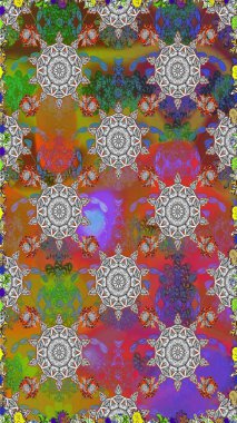 Raster deseni. Çiçekli, suluboya desenli kusursuz çiçek deseni. Süslü kumaş deseni.