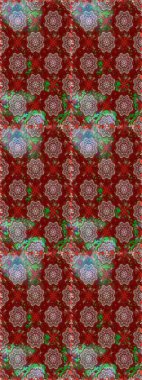 Yaprak ve çiçeklerin suluboya resimleri, kırmızı ve kahverengi renklerde kusursuz desenler. Raster illüstrasyonu. Kibar, bahar çiçekleri kırmızı ve kahverengi renklerde.