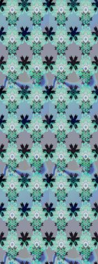 Mavi renkte güzel bir tekstil. Suluboya çiçekli çiçek deseni. Raster illüstrasyonu.