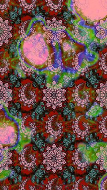 Raster Hip kumaş deseni. Eskiz Vintage Çiçek Deseni.