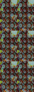 Raster illüstrasyonundaki çiçek desenli çizim. Güzel kumaş deseni. Raster illüstrasyonu. Kırmızı ve kahverengi renklerde.