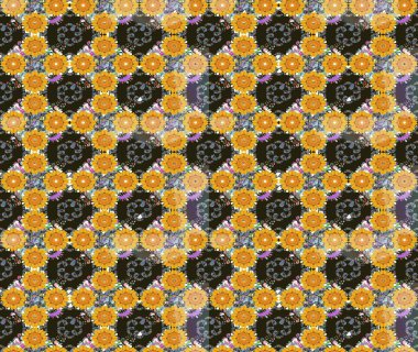 Nazikçe, sarı renkte bahar çiçekleri. Çiçek ve yapraklı karalama şeklinde Raster çiçek deseni. Raster illüstrasyonu.