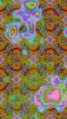 Renkli Bahar Teması eskiz kalıbı. Güzel kumaş deseni. Düz Çiçek Elementleri Tasarımı. Raster illüstrasyonunda çiçek deseni çizimi.