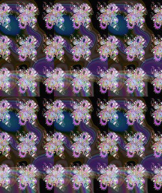 Kahverengi ve mor renkli şirin çiçekler. Raster illüstrasyonu. Küçük çiçekli basit, dikişsiz desen. Moda baskısı, albüm, ambalaj kağıdı, duvar kağıdı için zarif dekoratif süslemeler..