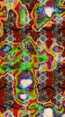 Suluboya çiçekli çiçek deseni. Asyalı tekstil renkleri. Raster illüstrasyonu.