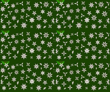 Nazik, narin çiçek arkaplanı. Çiçekli karalama şeklinde Raster çiçek deseni. Yeşil renkte çiçekler.