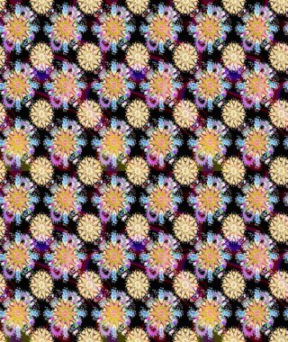 Düz Çiçek Elementleri Tasarımı. Renkli Bahar Temalı Kusursuz Arkaplan. Çiçek deseni. Kusursuz Chichi kumaş deseni. Raster illüstrasyonu.