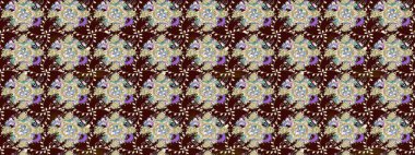 Nazik romantik baskı. Bahar mevsimi. Raster güzel bir çiçek deseni çizmiş. Kahverengi renkli çiçekler. Tatil havası..