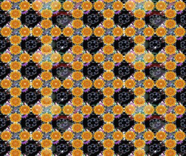 Düz Çiçek Elementleri Tasarım Raster illüstrasyonu. Çiçekli çiçek deseni, suluboya. Siyah renkli çiçekler. Renkli Bahar Teması Eskiz Şablonu.