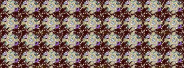 Nazik romantik baskı. Bahar mevsimi. Raster güzel bir çiçek deseni çizmiş. Kahverengi renkli çiçekler. Tatil havası..