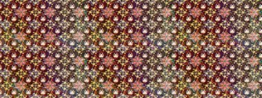 Raster düz çiçek çizim deseni. Hediye ambalaj kağıdı, tebrik kartları, posterler ve pankart tasarımı. Kahverengi renkte çiçekler.