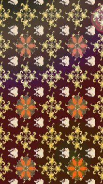 Çiçekli karalama şeklinde Raster çiçek deseni. Kahverengi renkte yaz çiçekleri. Raster illüstrasyonu.