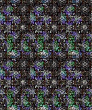 Raster illüstrasyonu. Siyah kıvırcık çiçekler siyah renkte şekillenir. Klasik çiçek tasarım elementleri.