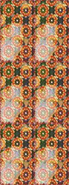 Turuncu renklerde altın element. Lüks, kraliyet ve Viktorya dönemi konsepti. Klasik barok çiçekli, turuncu üzerine altın işlemeli desenler. Süslü raster dekorasyonu.