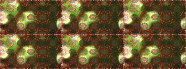 Kahverengi ve yeşil renkli çiçekler. Raster illüstrasyonunda kusursuz çiçek deseni.