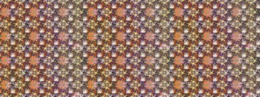 Kahverengi renkli etnik çiçeklerin olduğu zarif bir eskiz modeli. Asya Tekstil 'inde Raster Çiçek İllüstrasyonu.