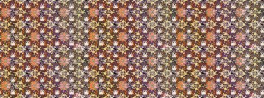 Kahverengi renkli etnik çiçeklerin olduğu zarif bir eskiz modeli. Asya Tekstil 'inde Raster Çiçek İllüstrasyonu.