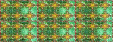 Raster illüstrasyonu. Klasik çiçek tasarımı elementleri. Yeşil ve kahverengi kıvırcık çiçekler yeşil ve kahverengi renklerde.