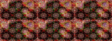 Yumuşak, bahar çiçekleri siyah renklerde. Patlayan çiçekler soyut olarak yerleştirilmiş. Raster deseni. Raster illüstrasyonu.