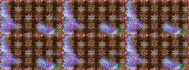 Raster düz çiçekleri pürüzsüz desen. Hediye ambalaj kağıdı, tebrik kartları, posterler ve pankart tasarımı. Kahverengi ve nötr renkte çiçekler.