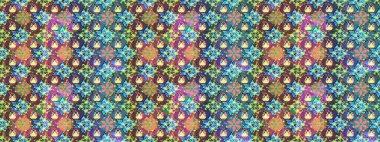 Mavi renkli çiçekler. Renkli Yaz Temalı eskiz kalıbı. Raster Illustrasyon 'daki Çiçek Deseni' nin son moda çizimi. Düz Çiçek Elementleri Tasarımı.