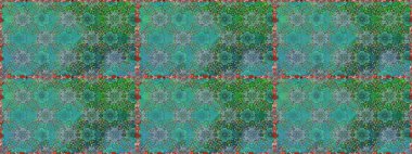 Renkli Bahar Temalı Kusursuz Arkaplan. Yeşil ve mavi renkte çiçekler. Düz Çiçek Elementleri Tasarımı. Çiçekle kusursuz desen.