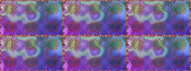 Arkaplan dokusu, duvar kağıdı, mor ve mavi renkli çiçek teması. Kabile sanatı boho baskısı, klasik çiçek arkaplanı. Soyut etnik raster pürüzsüz desen.