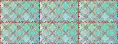 Çiçekler. Soyut etnik raster kusursuz desen. Vadinin çiçekleri mavi ve nötr renklerde.