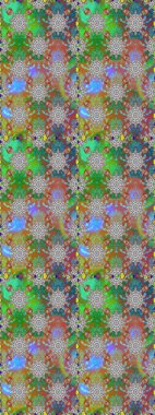 Renkli Bahar Temalı Kusursuz Arkaplan. Kusursuz Chichi kumaş deseni. Düz Çiçek Elementleri Tasarımı. Raster illüstrasyonu. Çiçek deseni.