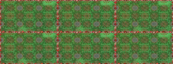 Yeşil ve kahverengi renkli çiçekler. Sevimli çiçek raster deseni. Düz Çiçek Elementleri Tasarımı. Renkli Bahar Teması Kusursuz Arkaplan.