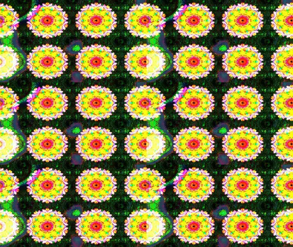 Raster illüstrasyonundaki çiçek desenli çizim. Düz Çiçek Elementleri Tasarımı. Renkli Bahar Teması eskiz kalıbı. Sarı renkte çiçekler.