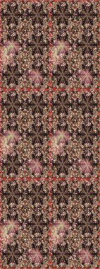 Altın karalama fantezi yapraklarından ve kahverengi renkli çiçeklerden Raster soyut çiçek çelengi. El yapımı dekoratif çerçeve, albüm kapağı, tebrik kartı, klasik Art deco tarzı.