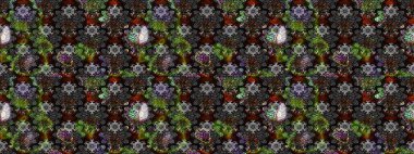 Çizim çiçek deseni duvar kâğıdı olarak kullanılabilir. Raster illüstrasyonu. Gri renkli çiçekler.