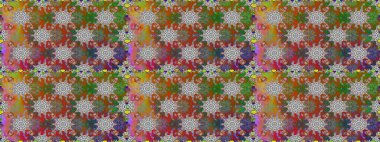 Raster illüstrasyonu. Küçük çiçekli kusursuz yay deseni. Suluboya tarzında kahverengi ve gri renkler üzerine.