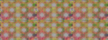 Kusursuz çiçek deseni. Raster illüstrasyonu. Asya tekstil tarzında. Düz Çiçek Elementleri Tasarımı. Gri ve kahverengi renkli çiçekler. Renkli Bahar Teması Kusursuz Arkaplan.