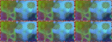 Küçük çiçekli basit, dikişsiz desen. Raster illüstrasyonu. Moda baskısı, albüm, ambalaj kağıdı ve duvar kağıdı için zarif dekoratif süslemeler. Mavi ve yeşil renkli şirin çiçekler..