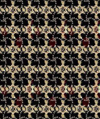 Siyah renkli çiçekler. Gömlek baskısı için çiçek boyası. Çiçek eskiz kalıbı geçmişi.