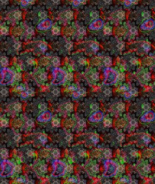 Düz Çiçek Elementleri Tasarımı. Siyah renkli çiçekler. Raster Illustrasyon 'daki Çiçek Deseni' nin son moda çizimi. Renkli Yaz Teması çizim şablonu.