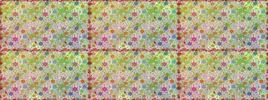 Raster illüstrasyonu. Asya tekstil tarzında. Tarafsız ve yeşil renklerde çiçekler. Kusursuz çiçek deseni. Raster illüstrasyonu.