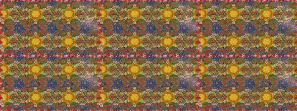 Vadinin çiçekleri kahverengi ve yeşil renklerde. Çiçekler. Soyut etnik raster pürüzsüz desen.