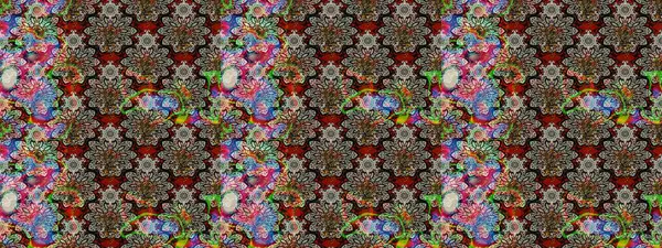 Raster Modaya uygun kumaş deseni. Düz Çiçek Elementleri Tasarımı. Renkli Bahar Teması eskiz kalıbı. Tarafsız renklerde şirin çiçek deseni.