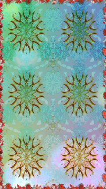 Raster illüstrasyonu. Çiçek süsü ile kusursuz desen. Mavi ve nötr renkte çiçekler.