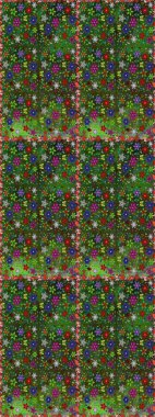 Raster illüstrasyonunda kusursuz çiçek deseni. Suluboya tarzında yeşil ve gri renkte çiçekler.