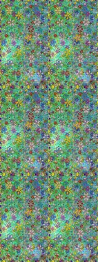 Raster illüstrasyonu. Çiçekli güzel suluboya desen. Yeşil ve mavi renklerde.