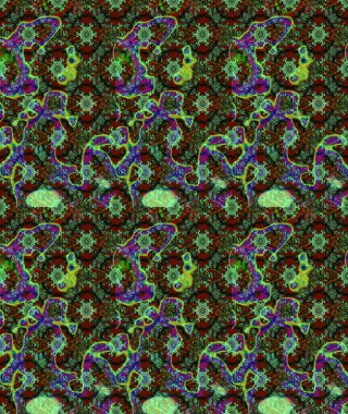 Yeşil renklerde. Çiçek buketleriyle klasik bir eskiz şekli. Raster illüstrasyonu.